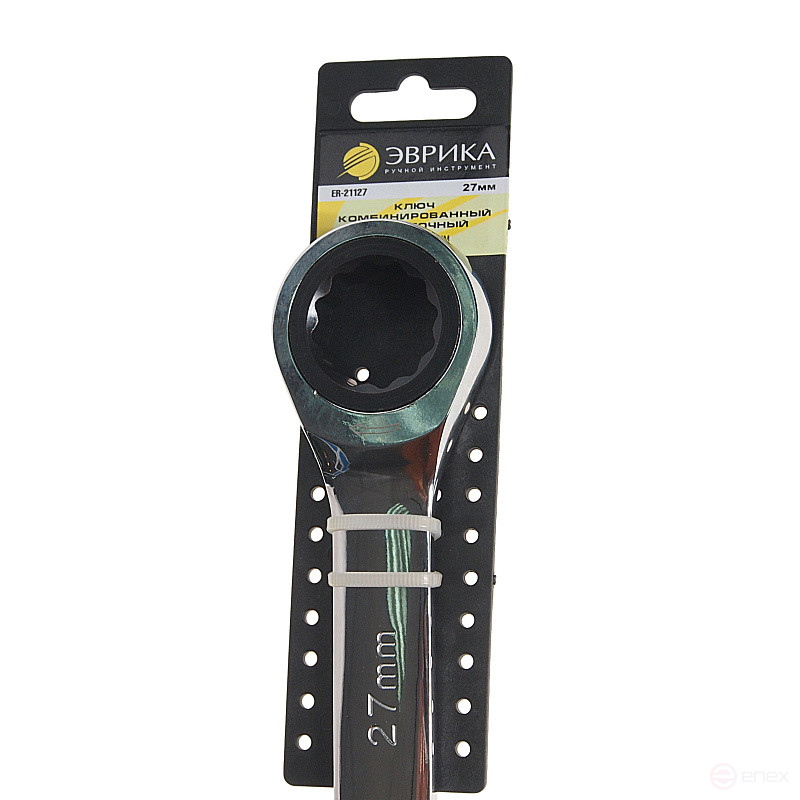 Ключ комбинированный 27мм ER-21127H трещоточный (на держателе) ЭВРИКА /1/5/40