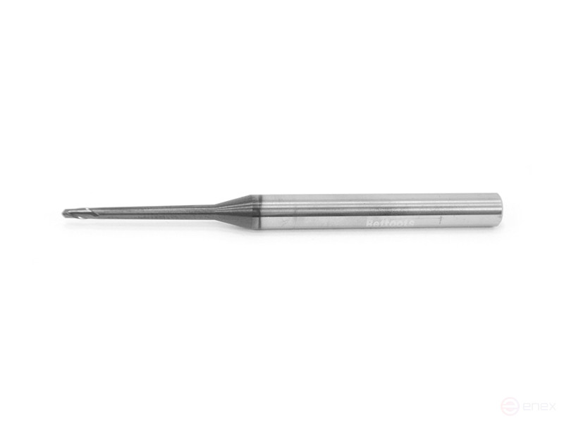 Spherical carbide end mill 2 x 4 x 75 R=1 P45C Z=2 conical neck c/x dx=6 GM235-020.1LA-P45C Beltools