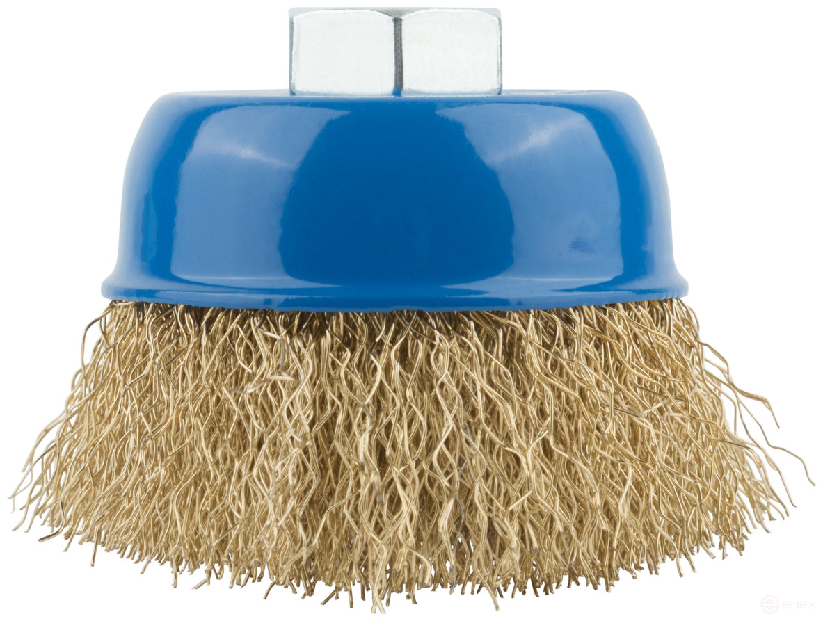 Korschetka, type "cup", nut M14, steel latuned wavy wire 65 mm