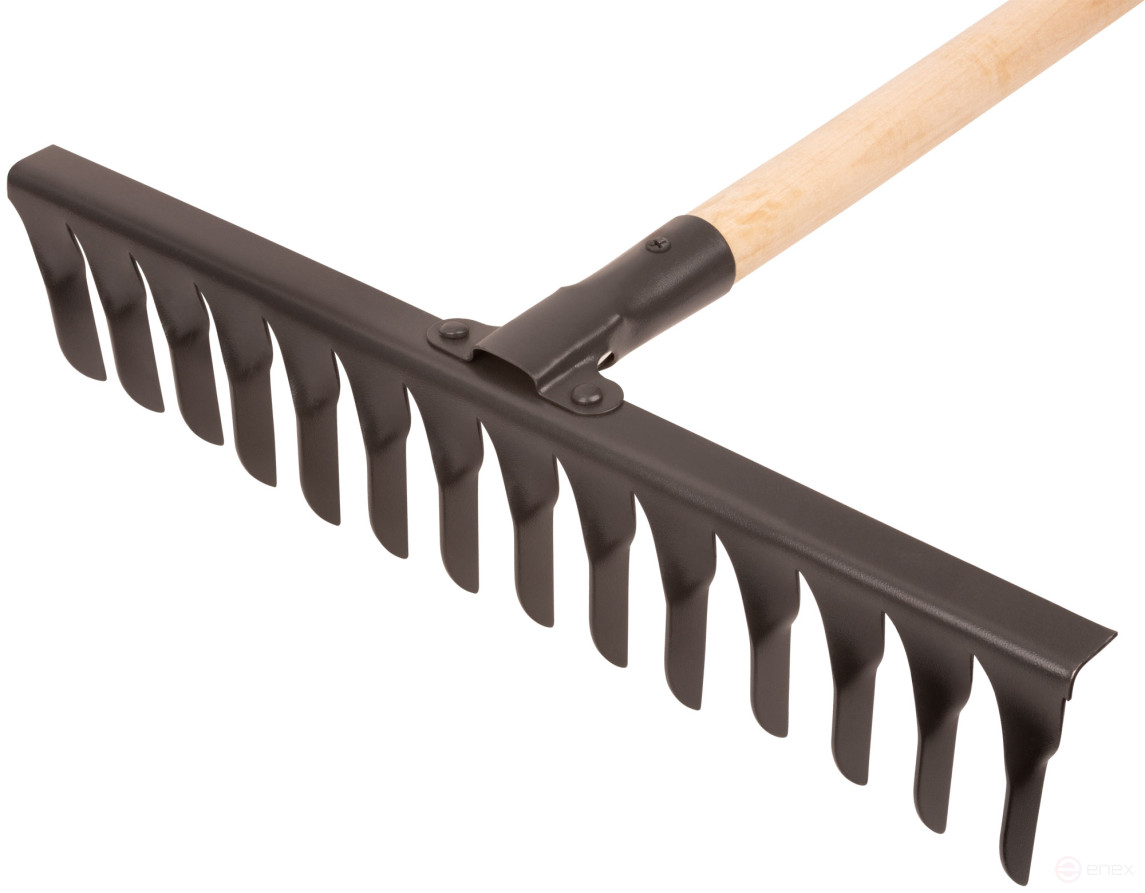 Грабли, витой зуб, 14 зубьев, с деревянным черенком