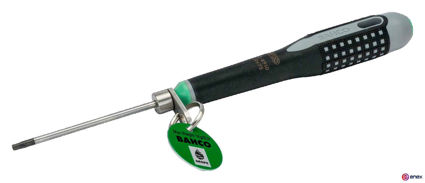 Screwdriver with ERGO handle for TORX T10x75 mm screws with a lock for working at height