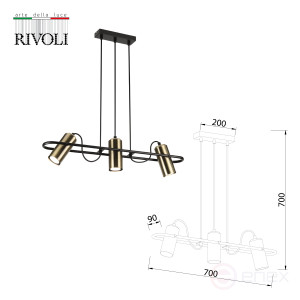 3101-203 Светильник подвесной (подвес) Rivoli Elfriede 3101-203 3 * GU10 25 Вт модерн потолочный