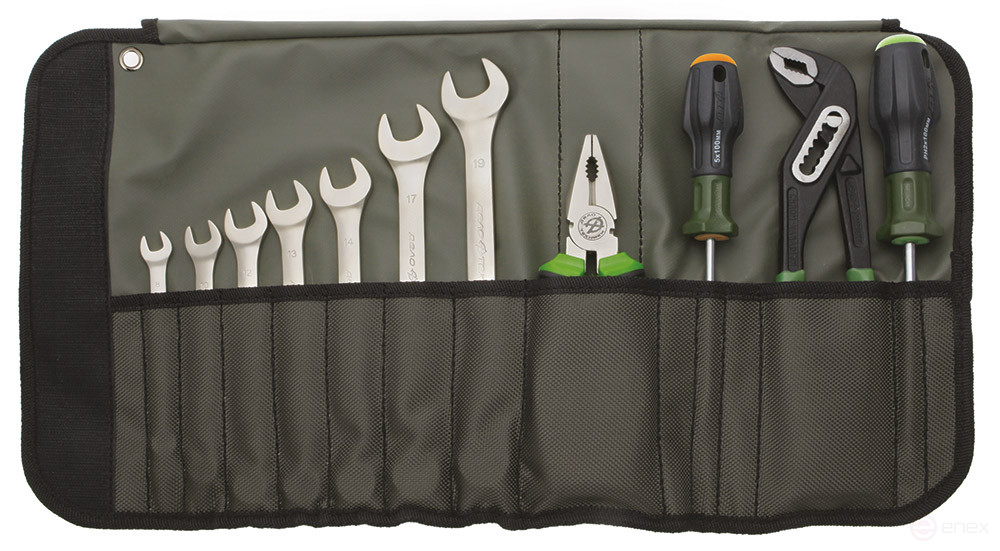 Набор ключей комбинированных (8,10,12,13,14,17,19 мм) и инструмента в сумке 11 предметов
