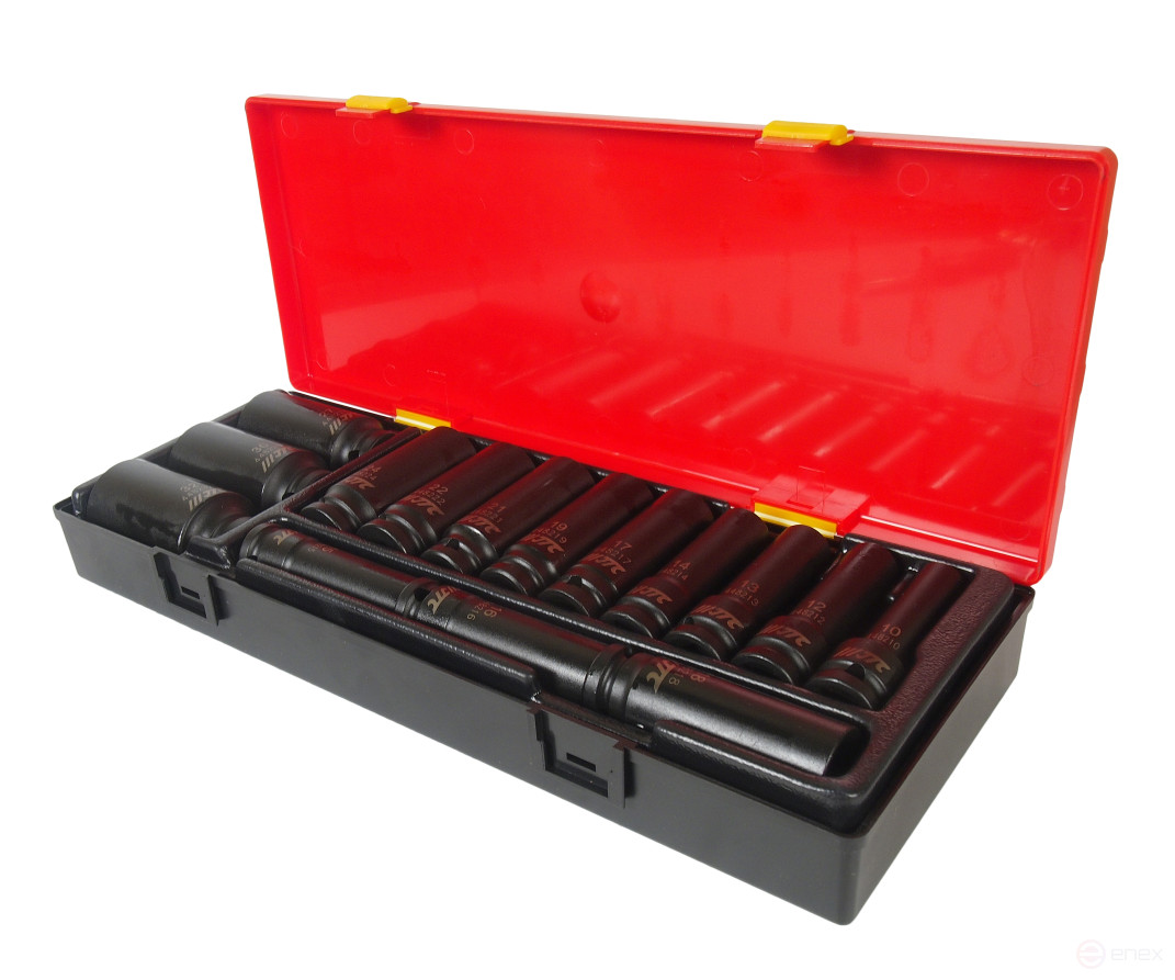 Set of End Deep Impact Heads 6-sided 1/2" 10-32mm (in case) 15pcs JTC/1