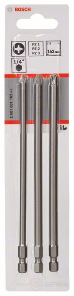 Набор из 3 насадок-бит Extra Hart PZ1; PZ2; PZ3; 152 мм