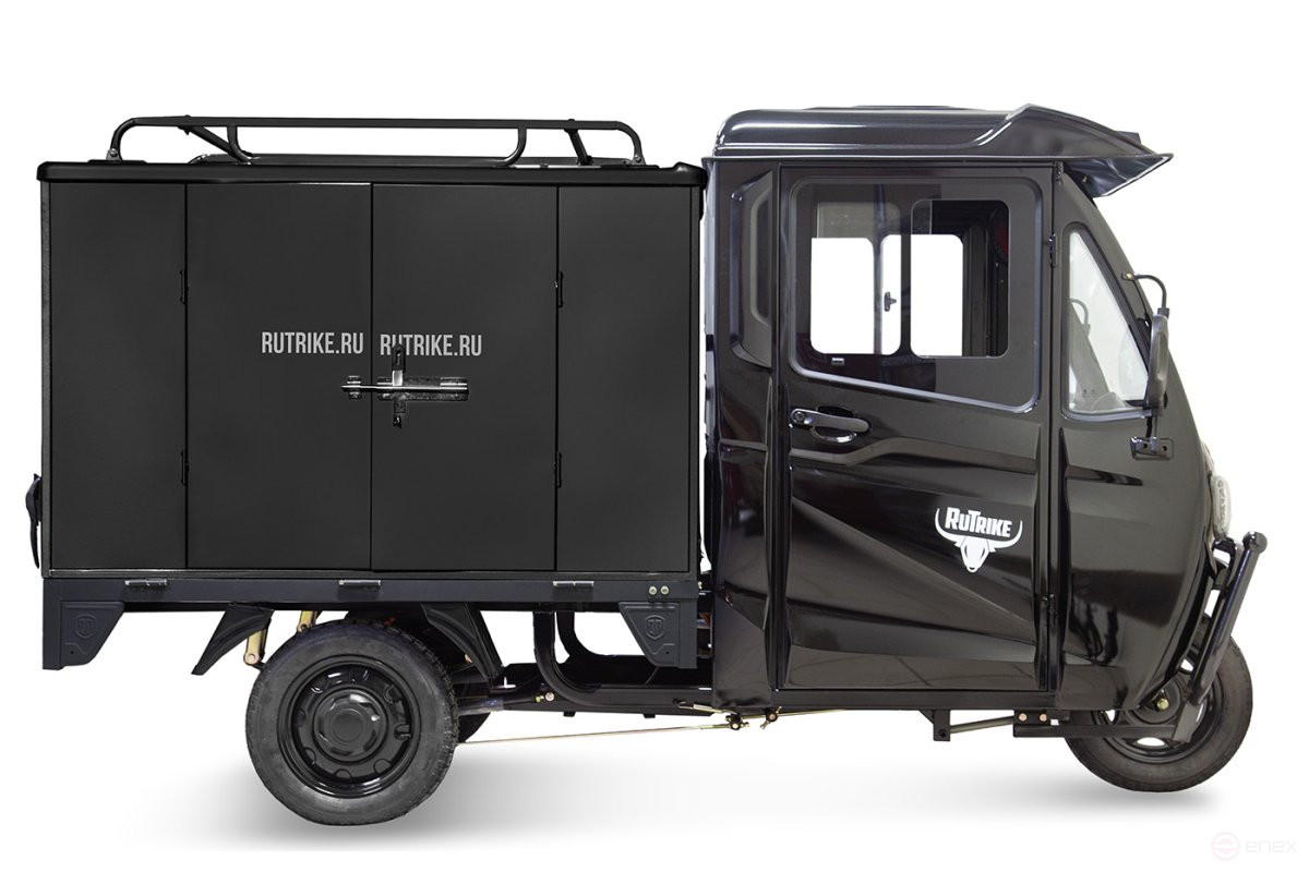 Грузовой электротрицикл Rutrike КАРГО Кабина Универсал 1500 60V1000W, черный-матовый