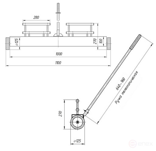 Magnetic picker on 1000 mm wheels with PROF-MAGNET cleaning system