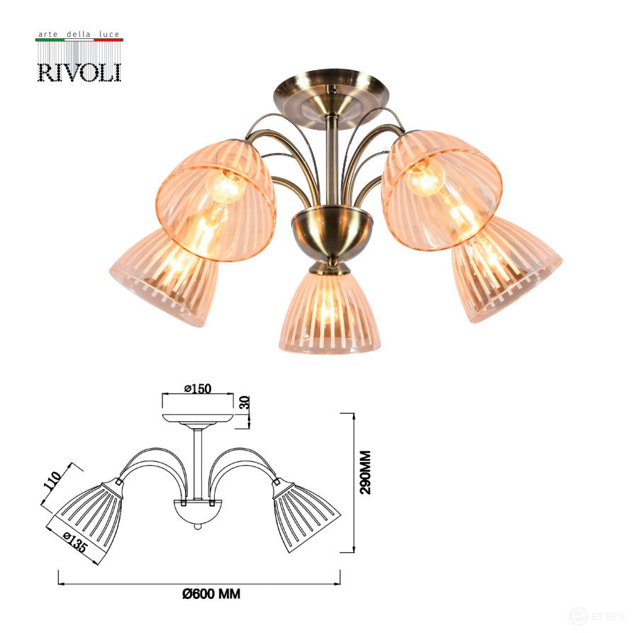 Chandelier Rivoli Casilia 9075-305 5 x E27 60W Modern