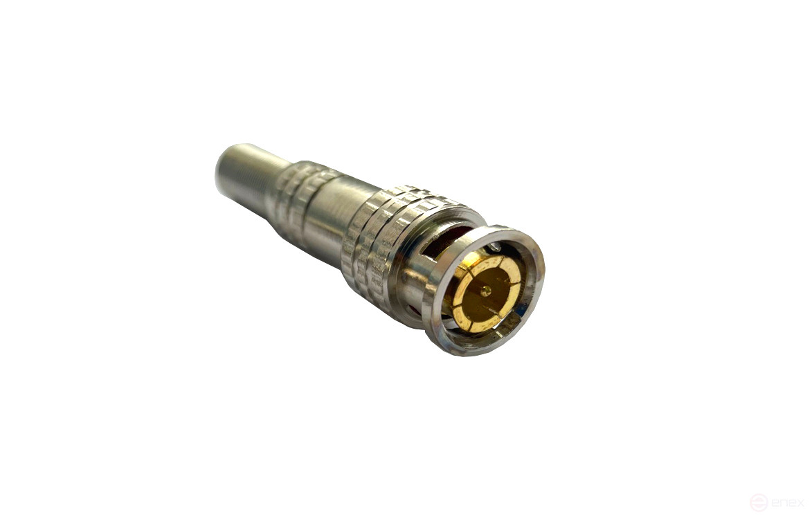 Connector BNC RIPO soldering plug with metal spring. With gold dusting