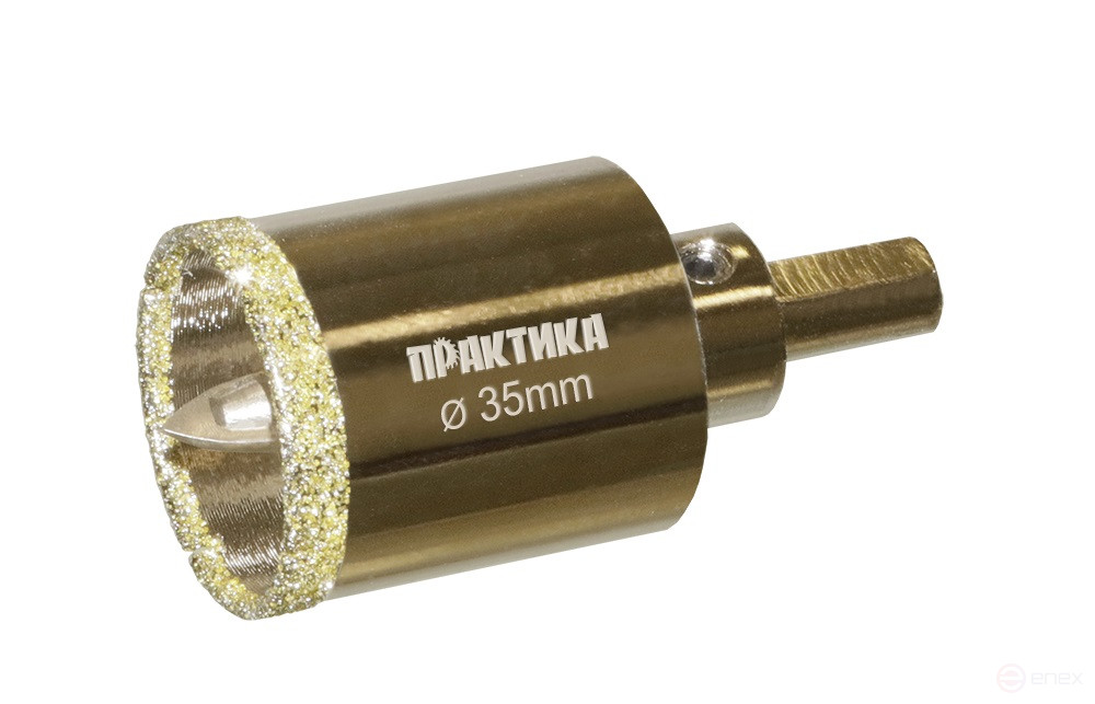 Коронка алмазная ПРАКТИКА "Профи" по керамограниту/керамике 35х70мм, пилотное сверло, (1шт) (917-637)
