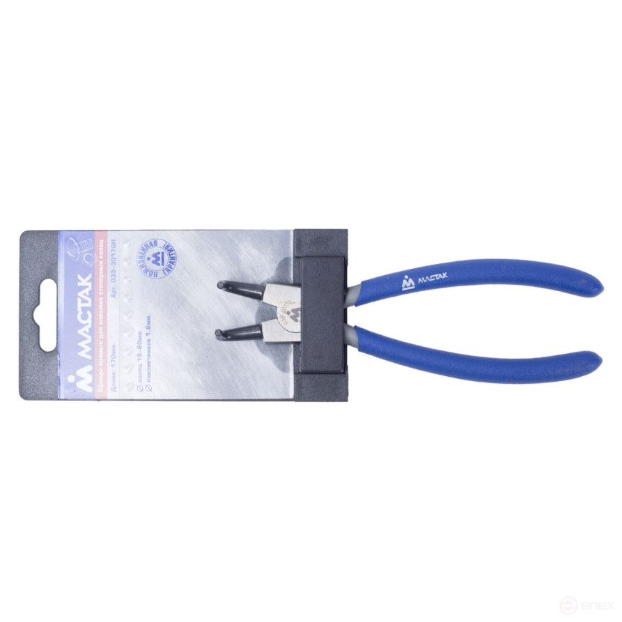Съемник для стопорных колец 170 мм, загнутые, разжатие МАСТАК 033-30170H