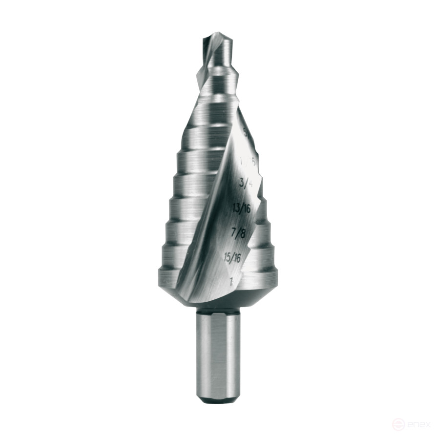 Сверло ступенчатое HSS дюймовое CBN шлифованное со спиралевидной канавкой и подточкой острия Ø 5/16 - 1