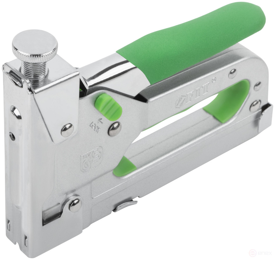 5-in-1 stapler for wide staples "type 140", "type 53F", "type 28", "type 300", "type 500", 4-14 mm, impact force adjustment, built-in lock