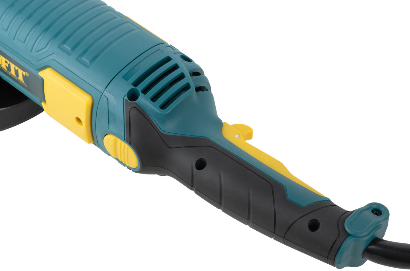 Angle grinder 2200 W; 6200 rpm; ClK 230 mm; 4.6 kg; used brushes; incline; float.start; repeat; box