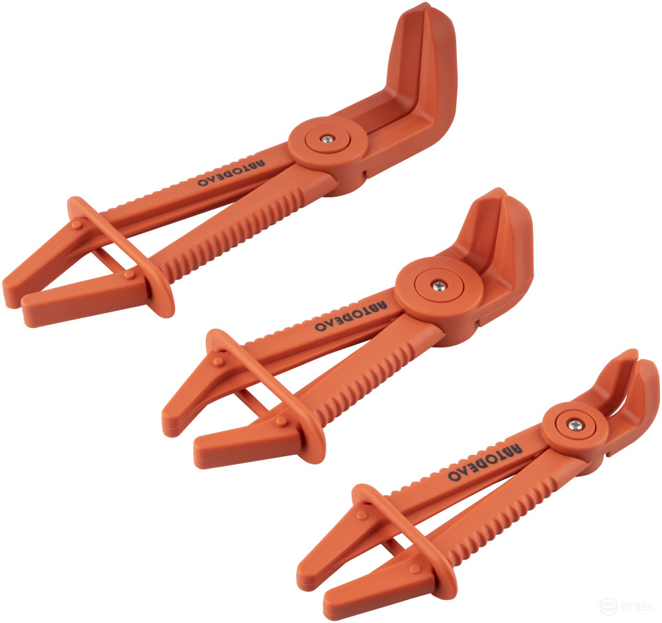 Зажимы для шлангов изогнутые 90° D 17-25-38мм с фиксатором (набор 3шт.) АвтоDело 30402