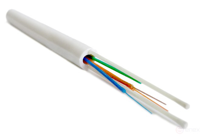 FO-DPE-IN-9S-8-LSZH-WH Fiber optic cable 9/125 (SMF-28 Ultra) single-mode, 8 fibers, dense buffer coating (tight buffer), for internal laying, self-supporting, with freely laid fibers (FTTH), LSZH, -30°C – +50°C, white