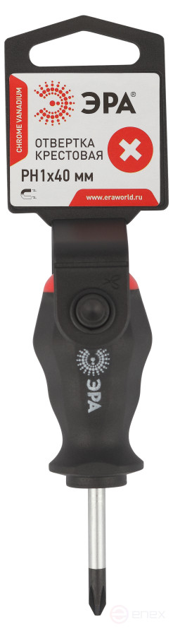 40PH1 Отвертка ЭРА PH 1х40 мм крестовая двухкомпонентная рукоятка