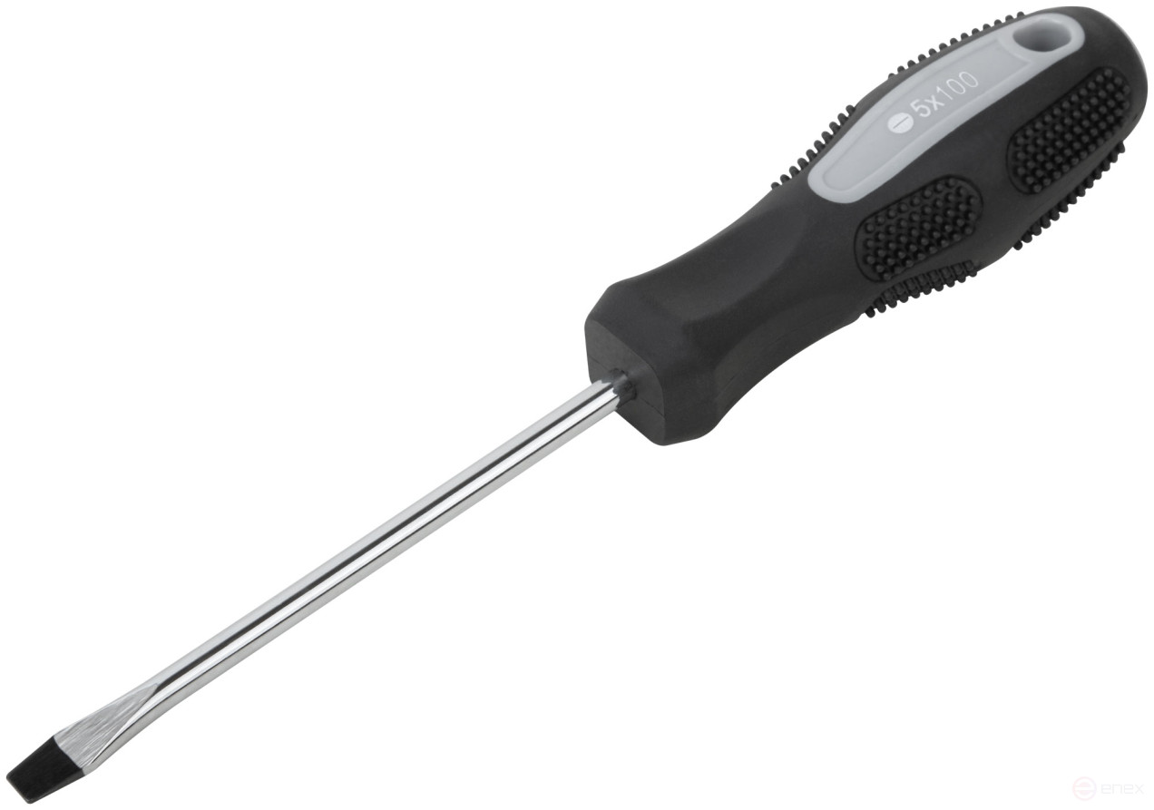 Отвертка "Мастер", CrV сталь, прорезиненная ручка 5х100 мм SL