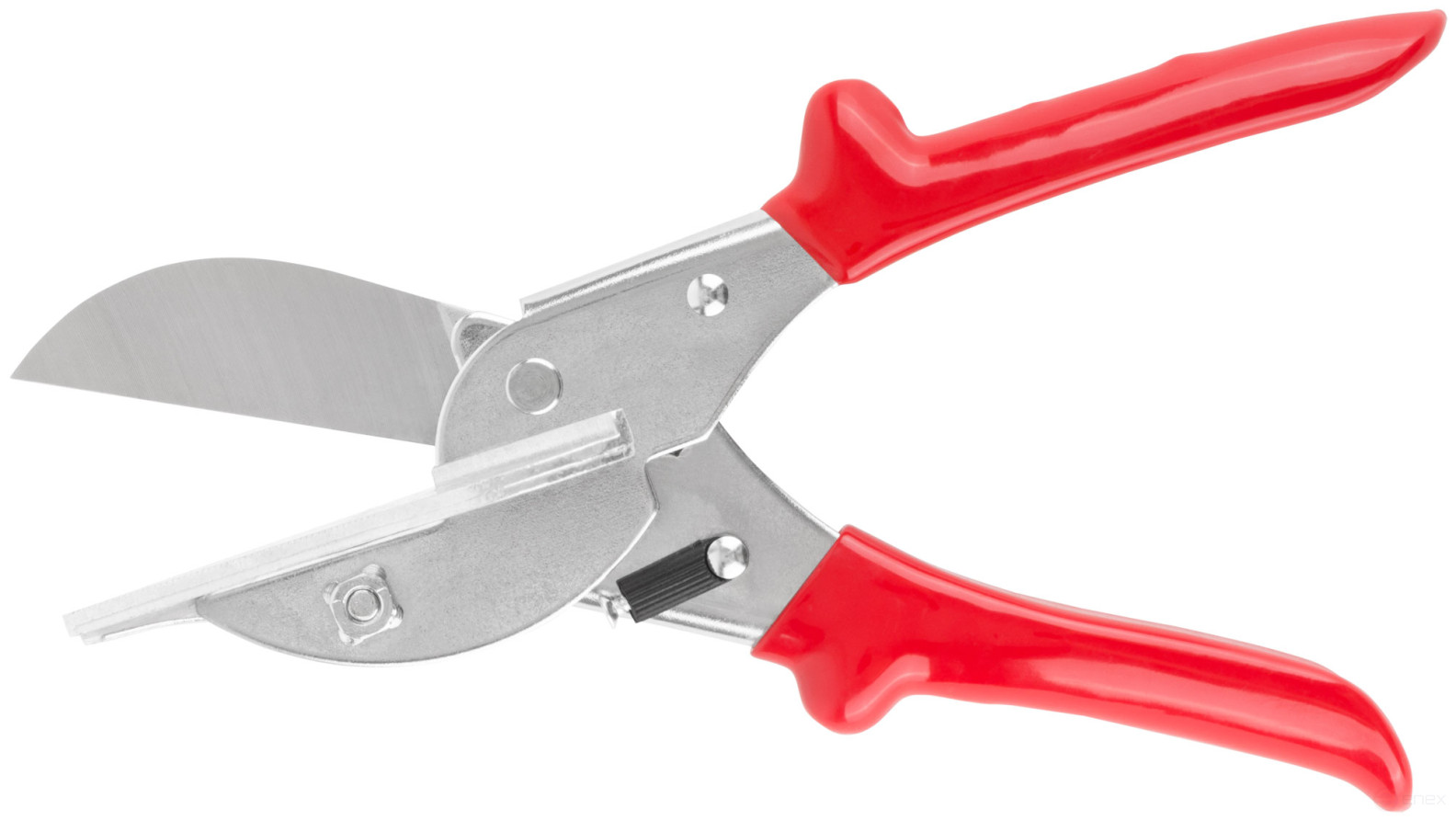 Scissors for cutting plastic profiles at an angle with an anvil of 215 mm