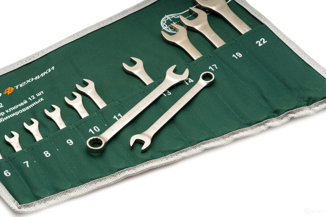 Набор ключей комбинированных 12 шт. (6,7,8,9,10,11,12,13,14,17,19,22 мм) планшет тетрон.
