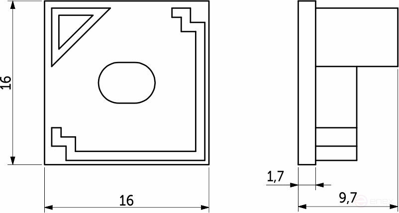 Plug for aluminum profile ORION-1616Q, square shape, AKS
