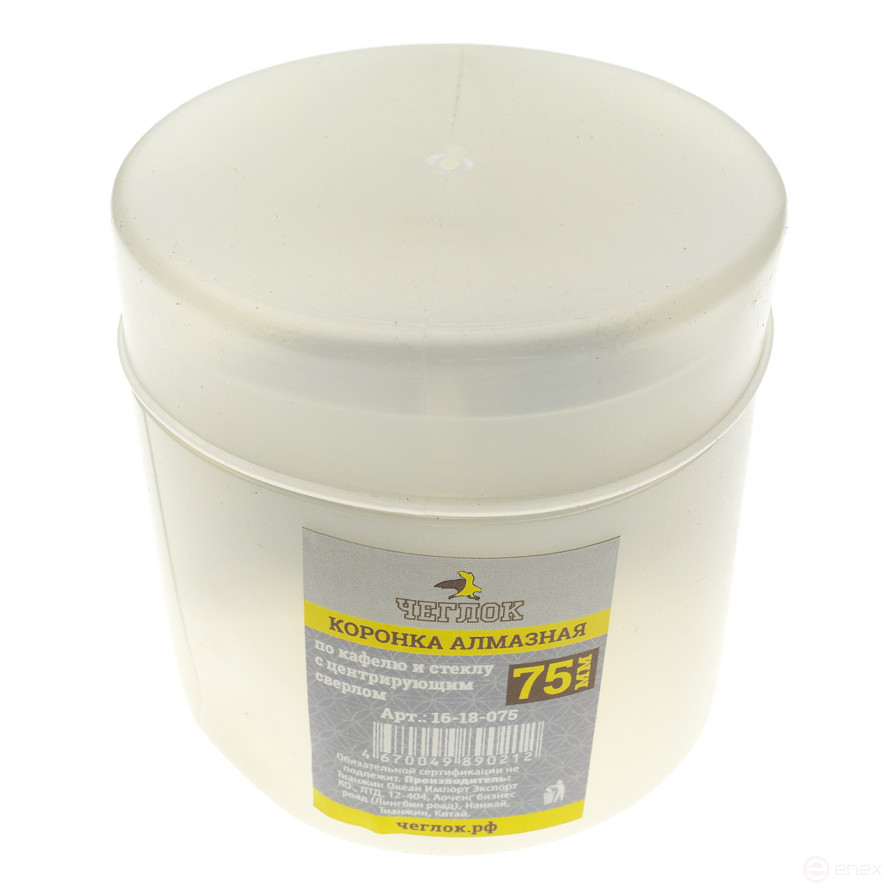 Коронка алмазная по кафелю и стеклу 75 мм с ц/с, Чеглок (5/60)
