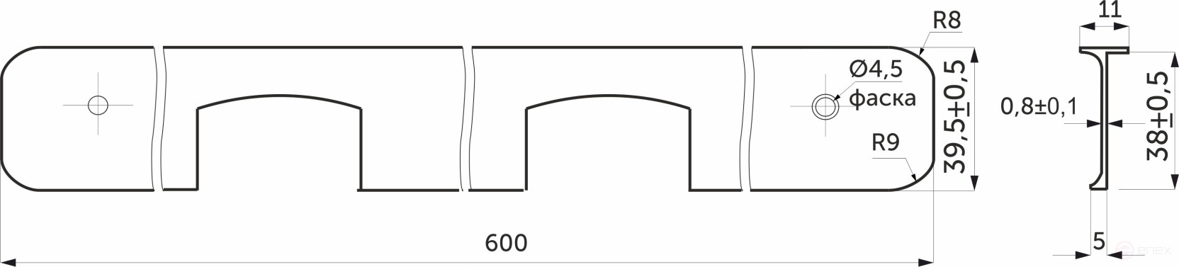 Corner plate to the table top 38 R8 aluminum AKS