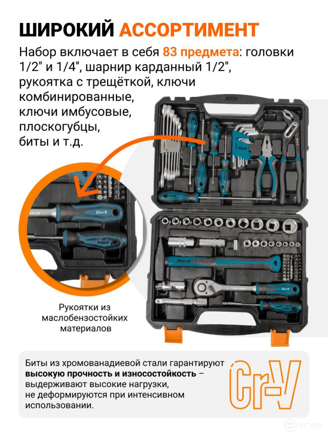 Набор ручного инструмента BORT BTK-83