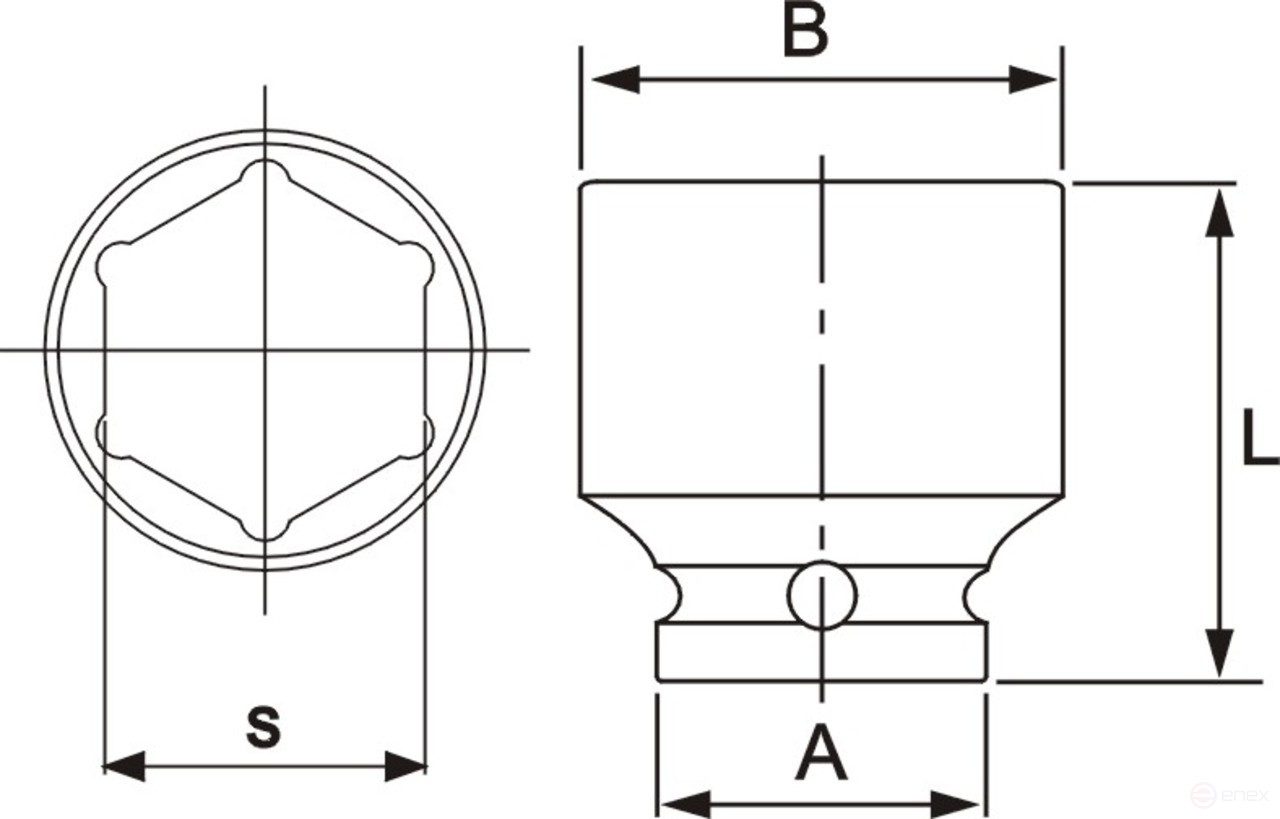 Головка торцевая 1/2" 39мм ударная L=48мм JTC