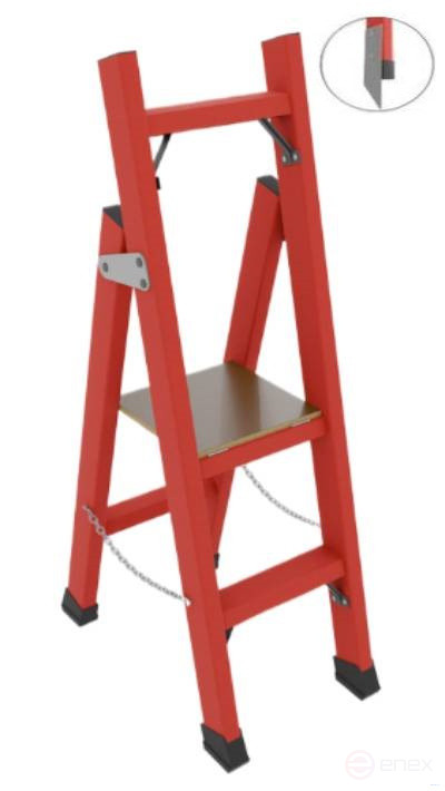 SSD-0.7M with symmetrical support dielectric fiberglass stepladder, metal ends (Soft ground), h=1550mm, h of the working platform=700mm, step 2