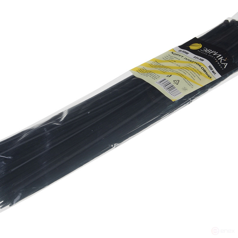 Plastic clamp ER-15500 black 5.0x500mm universal (100 pcs) EUREKA /1/150