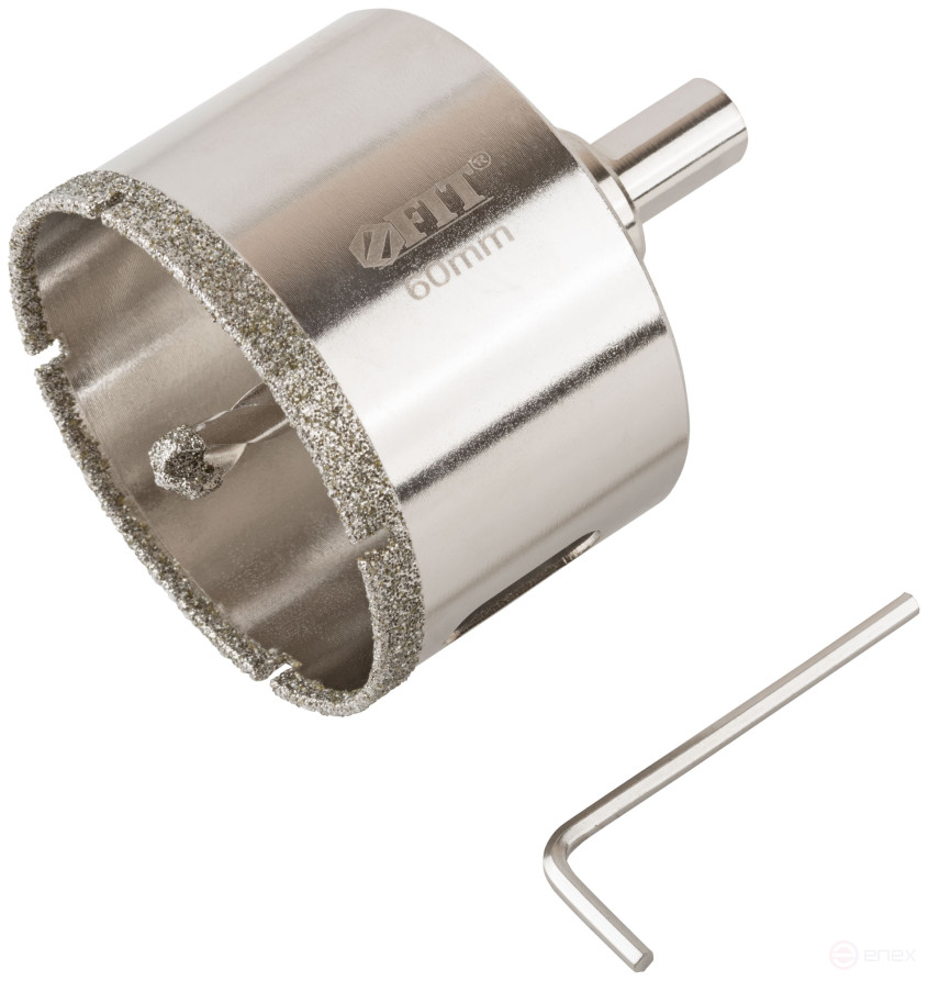 Коронка кольцевая по керамограниту, камню и кафелю алмазная с центровочным сверлом 60х70 мм