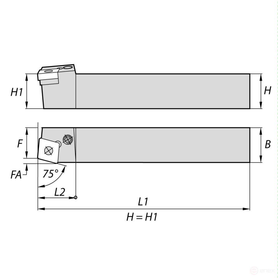 Державка токарная NORGAU Industrial для наружной обработки PCBNR2525M12