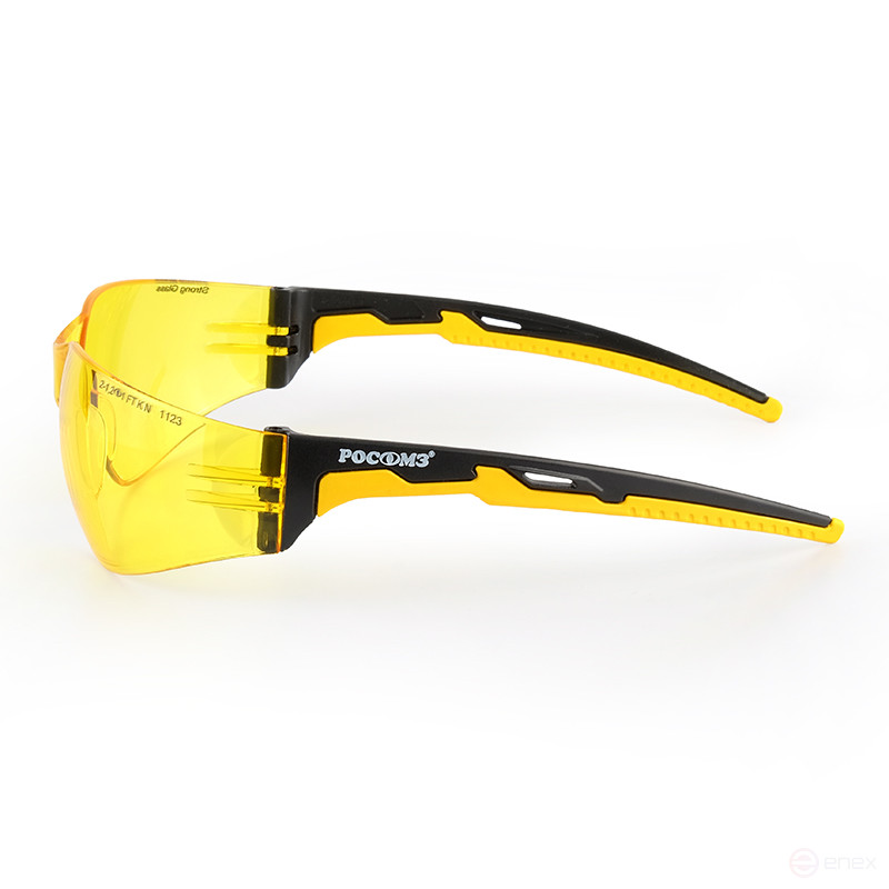 Очки защитные открытые О15 HAMMER ACTIVE Strong Glass (2-1,2 PC) с желтым (янтарным) светофильтром