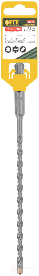 Бур по бетону SDS-PLUS, Профи, крестообразная вставка, двойная спираль, 6 х 210 мм
