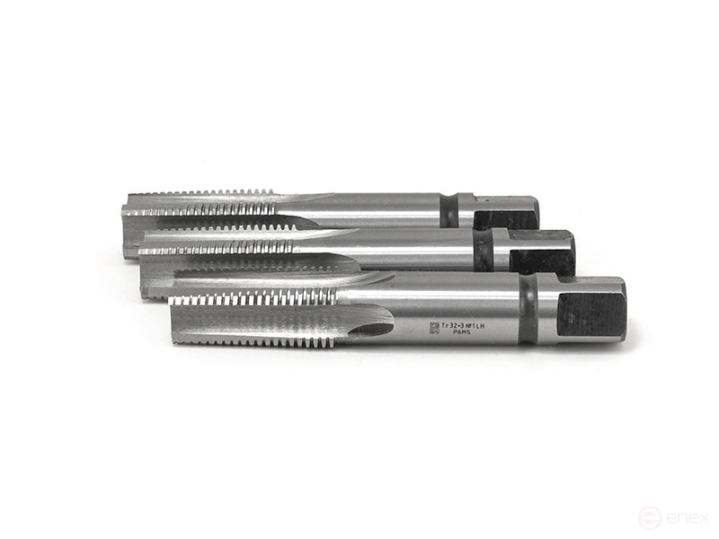 Метчик трапецеидальный Tr32х3 левый Р6М5,HSS машинно-ручной 3 шт ком L=165 «Русский Инструмент» (РИ)