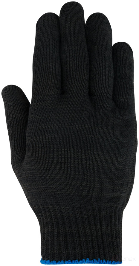 Knitted reinforced gloves (5 threads) black cotton with PVC