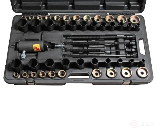 A set of hydraulic-powered silent block pullers in a JTC case