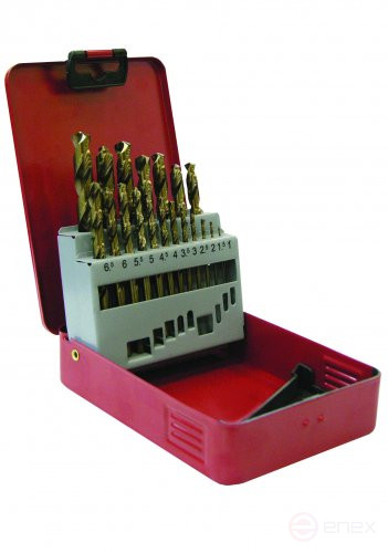 Набор сверл для металла Р6М5 Ф1-10 мм, 19 штук, металлический футляр