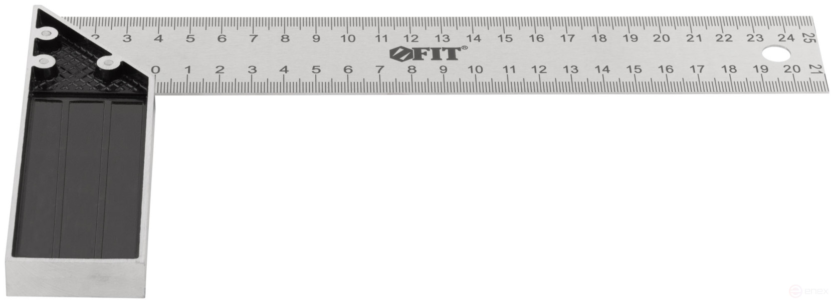 Угольник столярный, рифленая шкала, алюминиевое основание 250 мм