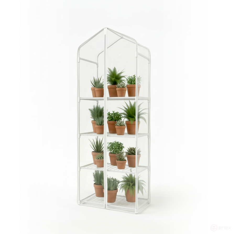 Greenhouse greenhouse on the windowsill Geoplastboard 59x39x160 cm 4 shelves with cover color white