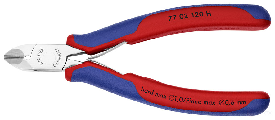 Бокорезы для электроники, экстр. нагрузки , кругл. головка, рез: провол. мягк. Ø 2 мм, ср. Ø 1.4 мм, тв. Ø 1 мм,роял. струна Ø 0.6 мм,L-120 мм, 83HRC