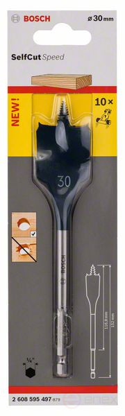 Перовое сверло Self Cut Speed, с шестигранным хвостовиком 30 x 152 mm