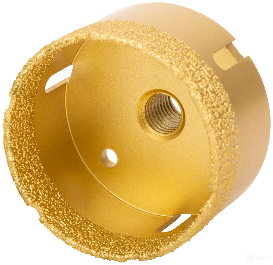 Коронка кольцевая для УШМ, М14, по керамограниту, камню и кафелю алмазная, вакуумное спекание 68х60 мм