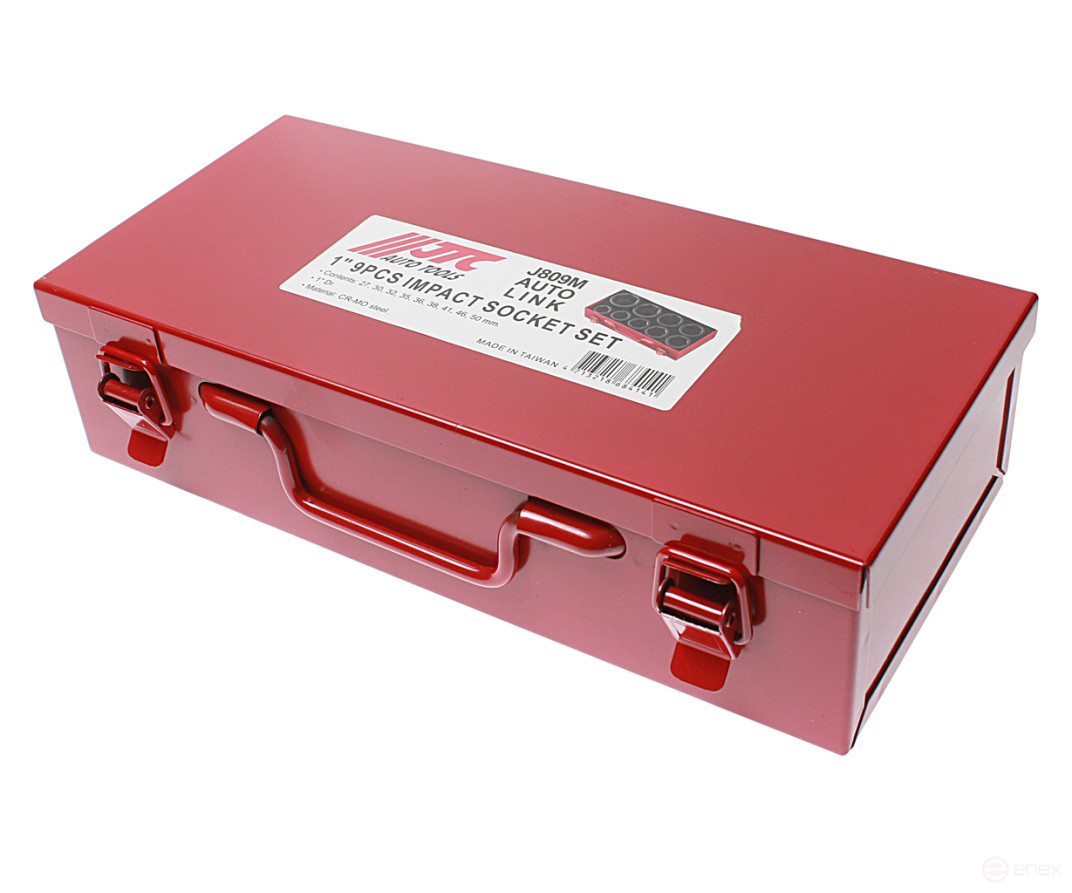 Набор головок торцевых 1" 6-ти гранных 27-50мм ударных 9 предметов в кейсе JTC