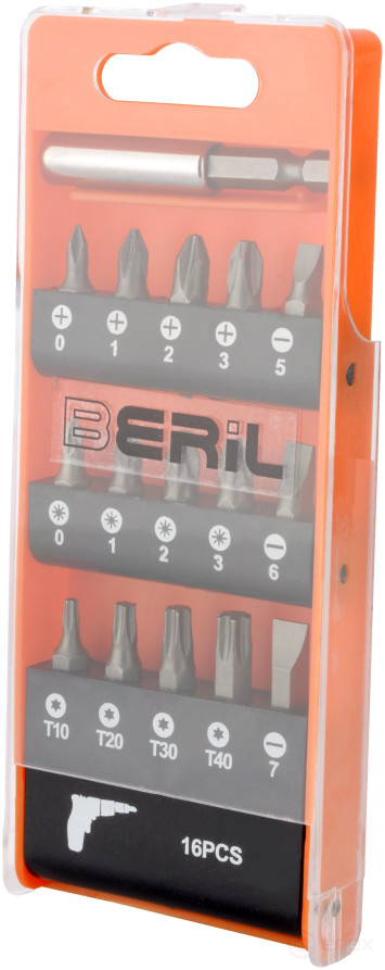 Набор насадок 16 предмет.с магнит.адаптером (пласт/держ) BERIL