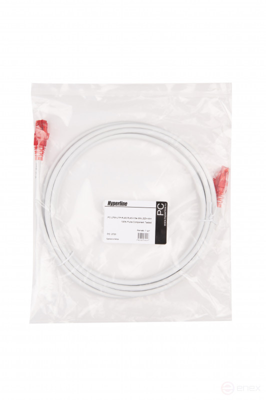 PC-LPM-UTP-RJ45-RJ45-C5e-3M-LSZH-WH Patch Cord U/UTP, Cat.5e (100% Fluke Component Tested), LSZH, 3M, White