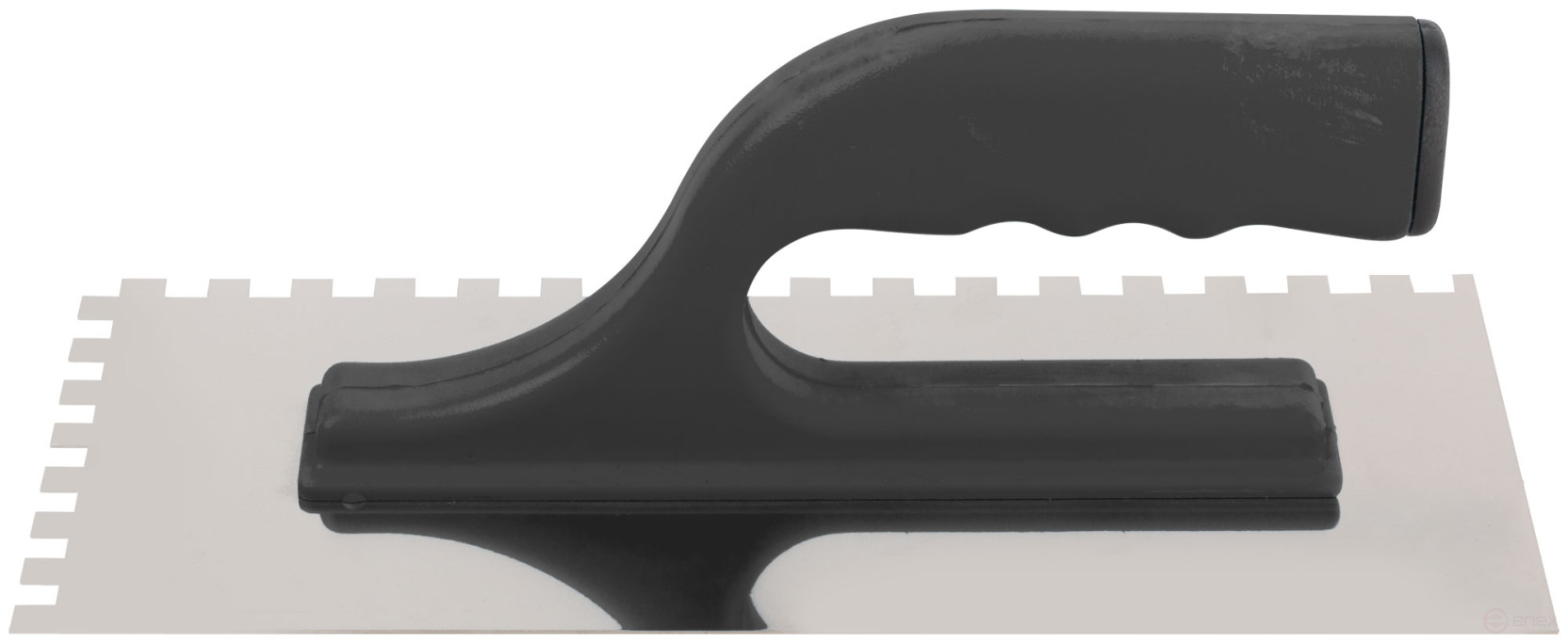 Toothed trowel 8 x 8, stainless steel, 270 x 130 mm, plastic handle