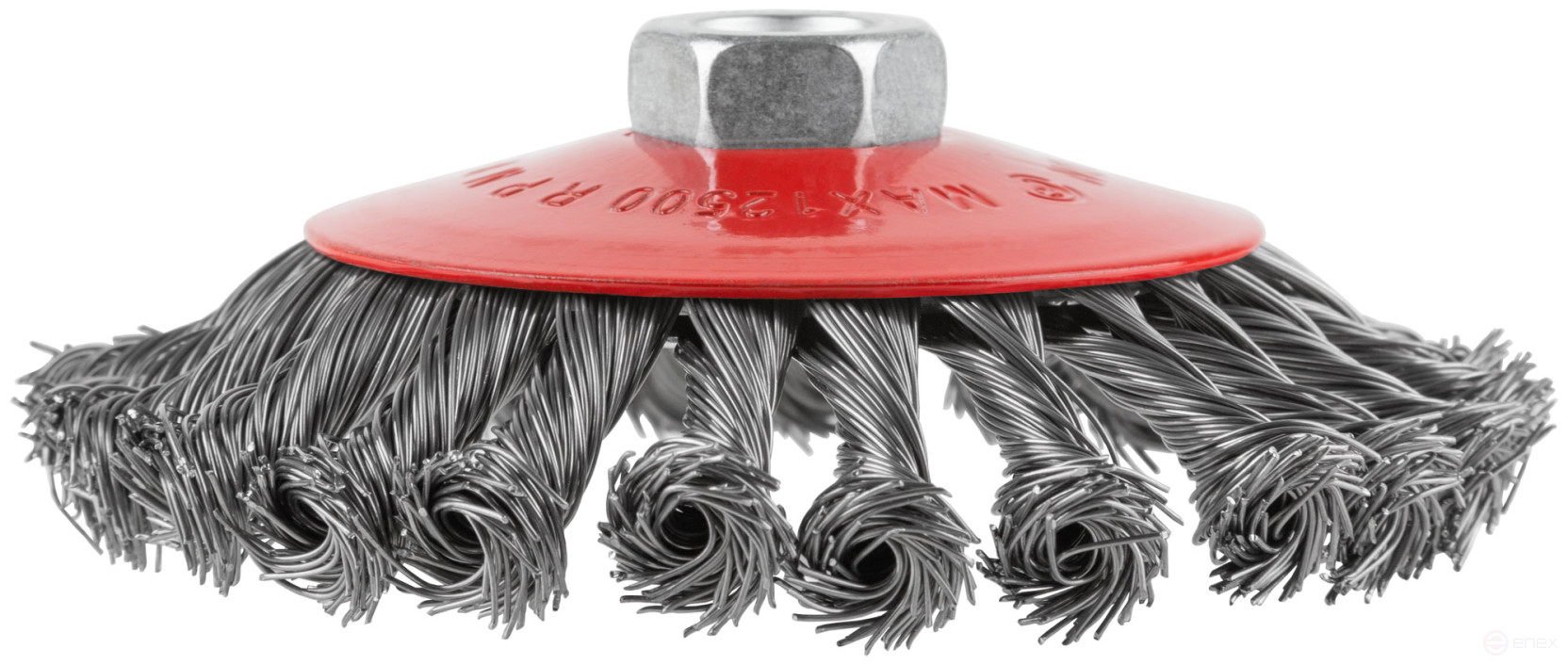 Корщетка-колесо с наклоном, гайка М14, стальная витая проволока 125 мм