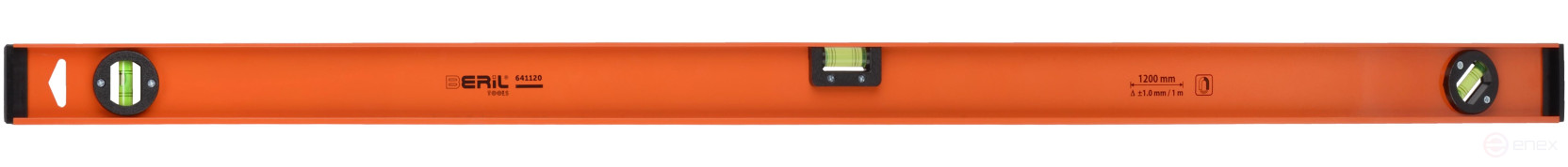 Уровень алюминиевый рельсовый 1200 мм (3 глазка, магнитный) BERIL